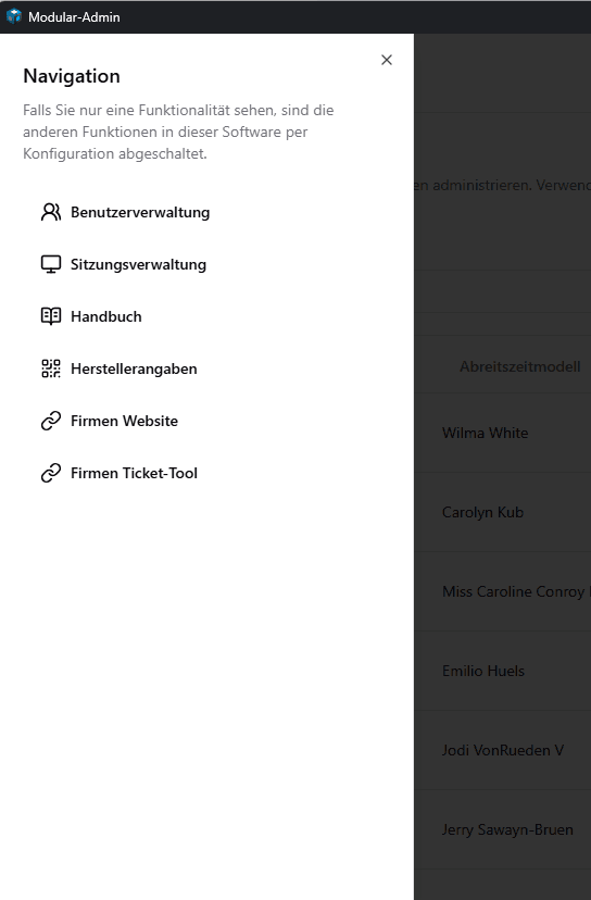 Modular-Admin Navigation.