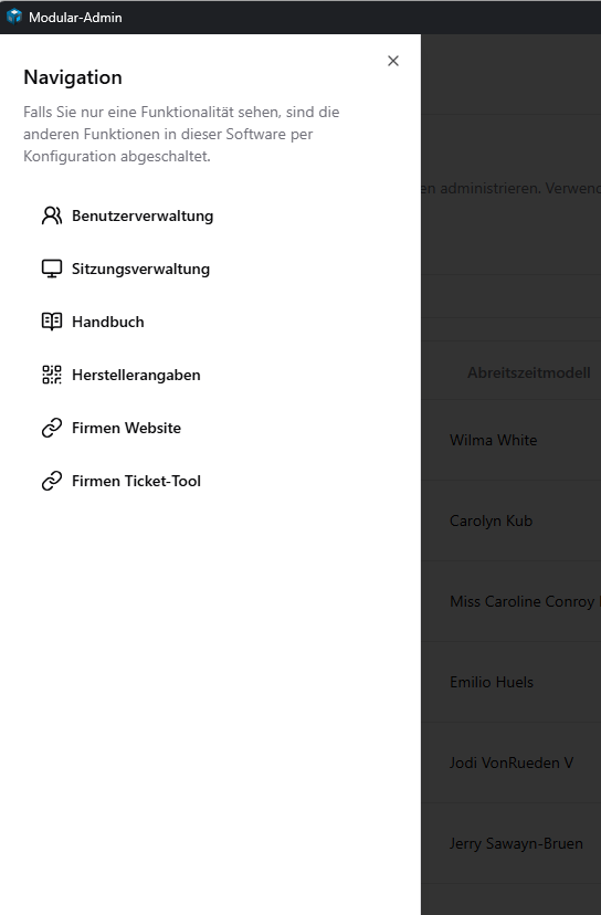Modular-Admin Navigation.